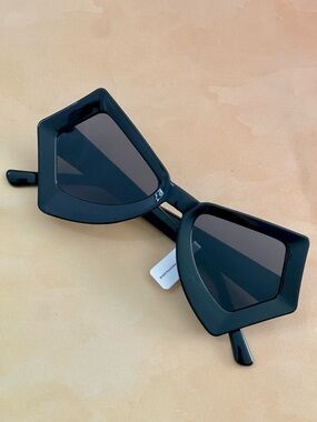 Anthropologie Black Geometric-  Butterfly Oversized Sunglasses